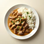 Strogonoff fit com carne e mandioquinha